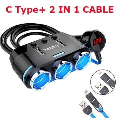 12V-24V Car splitter Cigarette Lighter Socket Plug Dual USB Charger Adapter