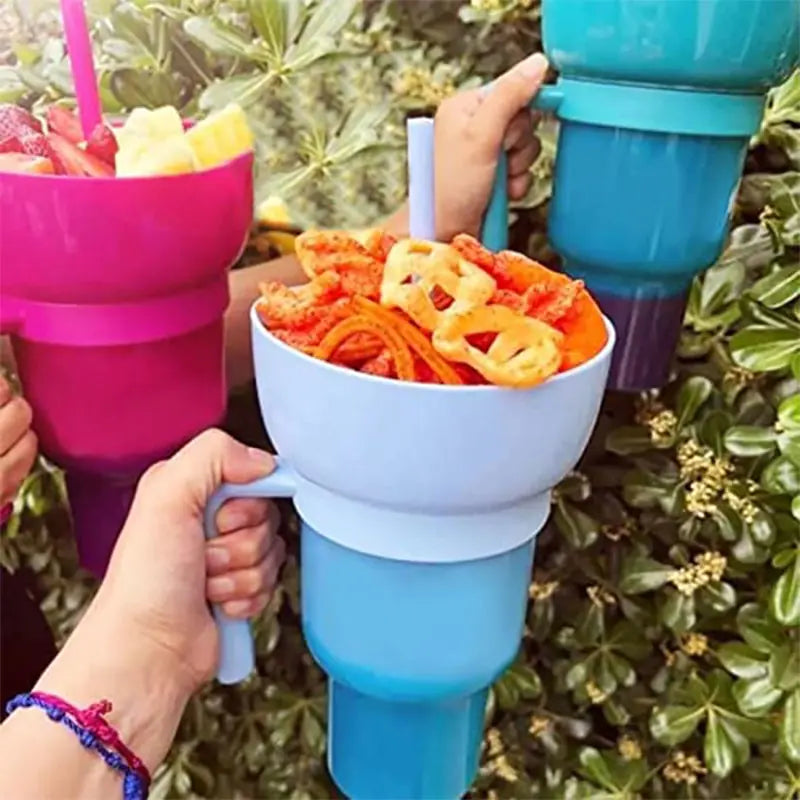 New 2 In 1 Snack Bowl Drink Cup