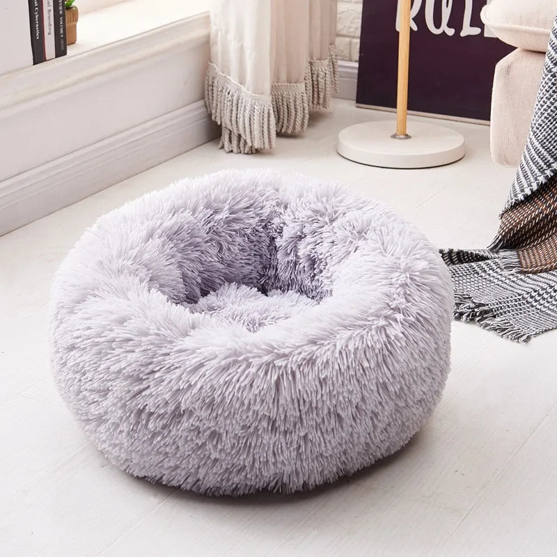 Long Plush Super Soft Round Pet Bed