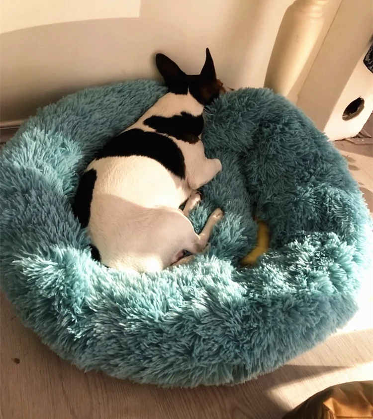 Long Plush Super Soft Round Pet Bed