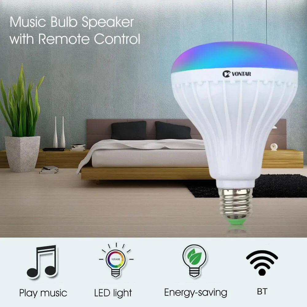 Wireless Bluetooth RGB LED Bulb Speaker with Remote Control