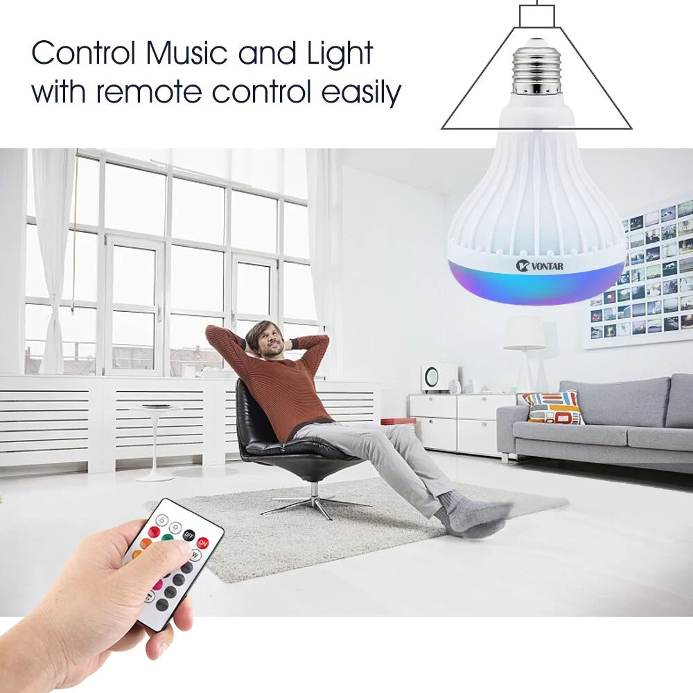 Wireless Bluetooth RGB LED Bulb Speaker with Remote Control