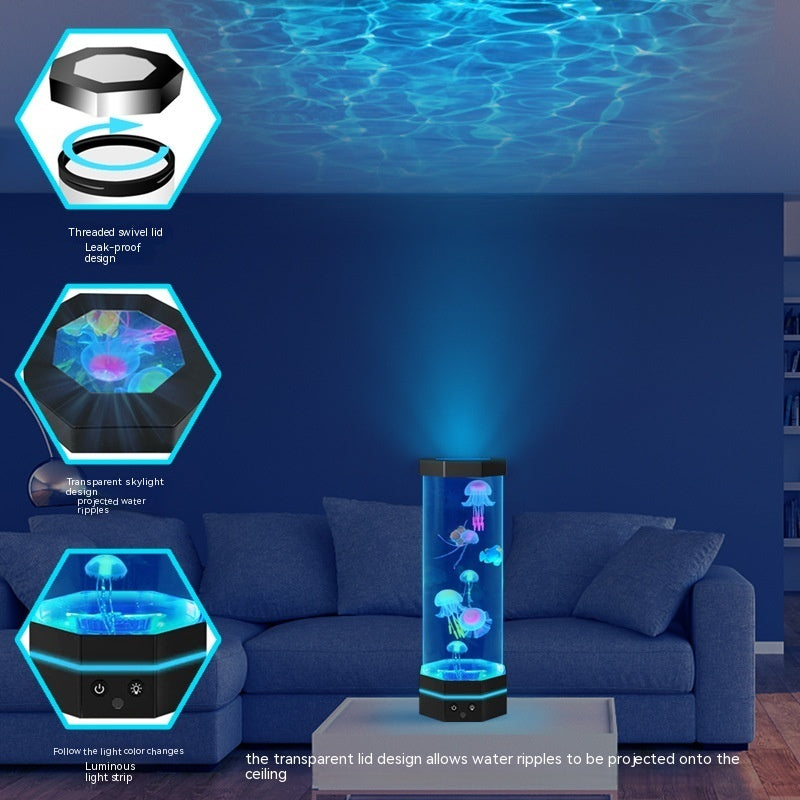 Jellyfish Lava Lamp 17 Colors Changing 15inch Jellyfish Lamp With Remote Control USB Plug-in Bubble Fish Lamp Kids Night Light Creative Projector Lamp Home Decor