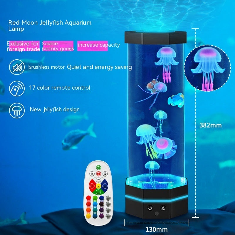 Jellyfish Lava Lamp 17 Colors Changing 15inch Jellyfish Lamp With Remote Control USB Plug-in Bubble Fish Lamp Kids Night Light Creative Projector Lamp Home Decor