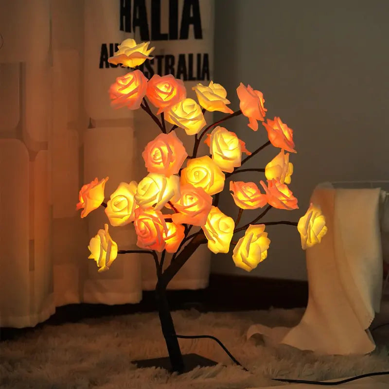 Table Lamp Rose Flower Tree